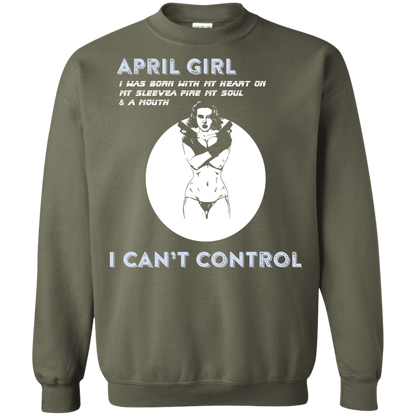 April Girl I Was Born With My Heart T-shirt Military Green