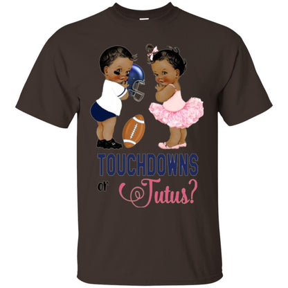 Ethnic Touchdowns Or Tutus Gender Reveal Party Football Lover T-shirt Dark Chocolate