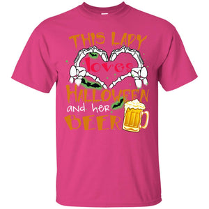 This Girl Loves Halloween And Her Beer Funny Halloween Shirt For Beer LoversG200 Gildan Ultra Cotton T-Shirt