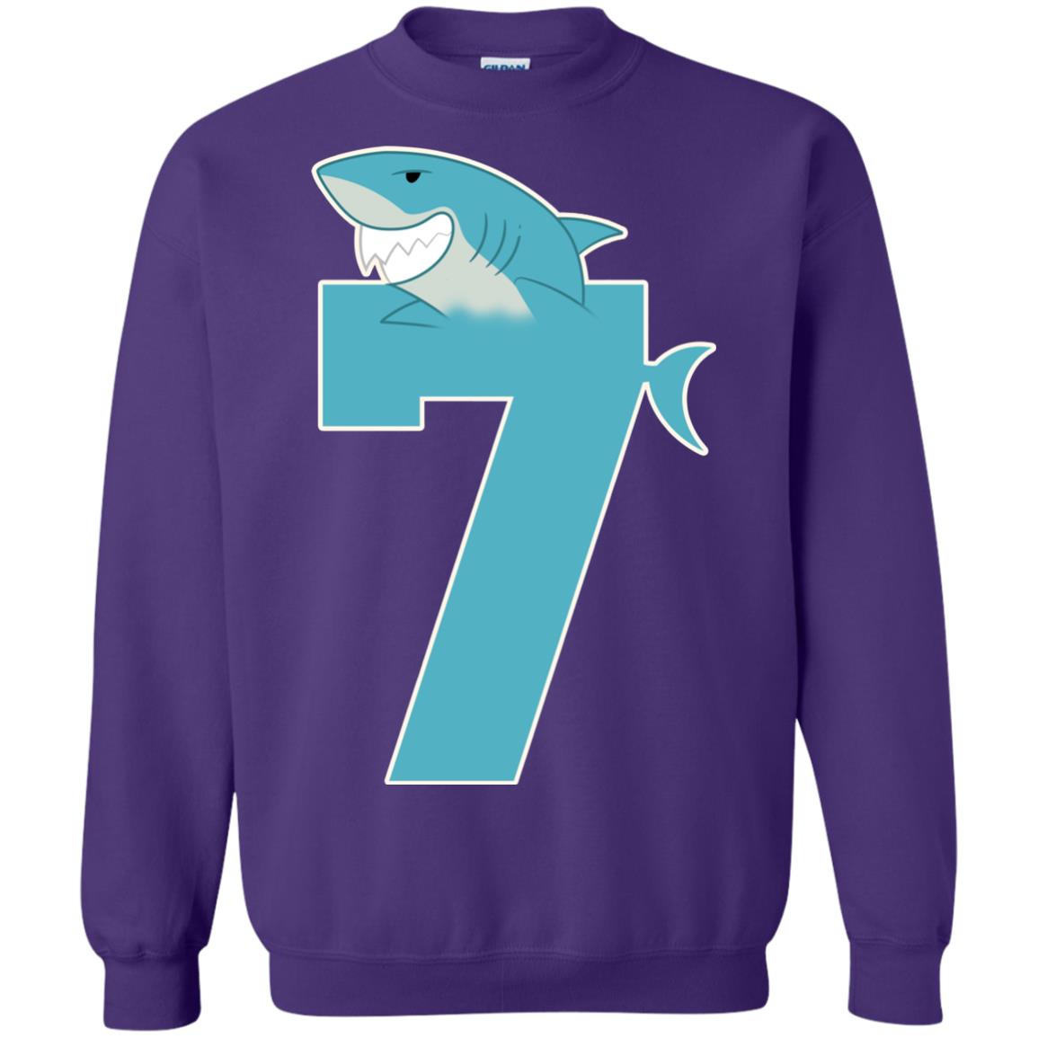 7th Birthday Shark Party Shirt Purple
