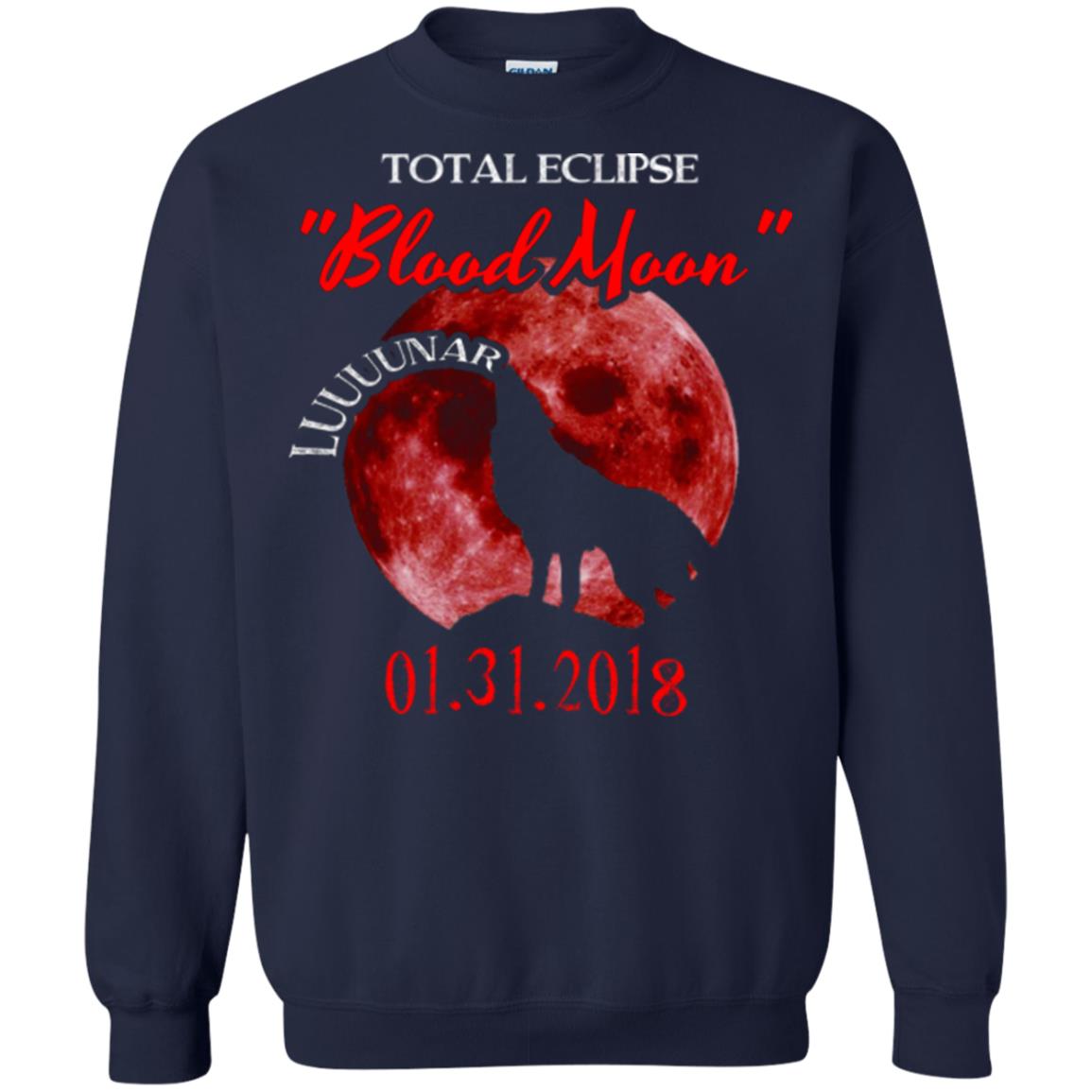 Eclipse T-shirt Total Eclipse Luuuunar Blood Moon Navy