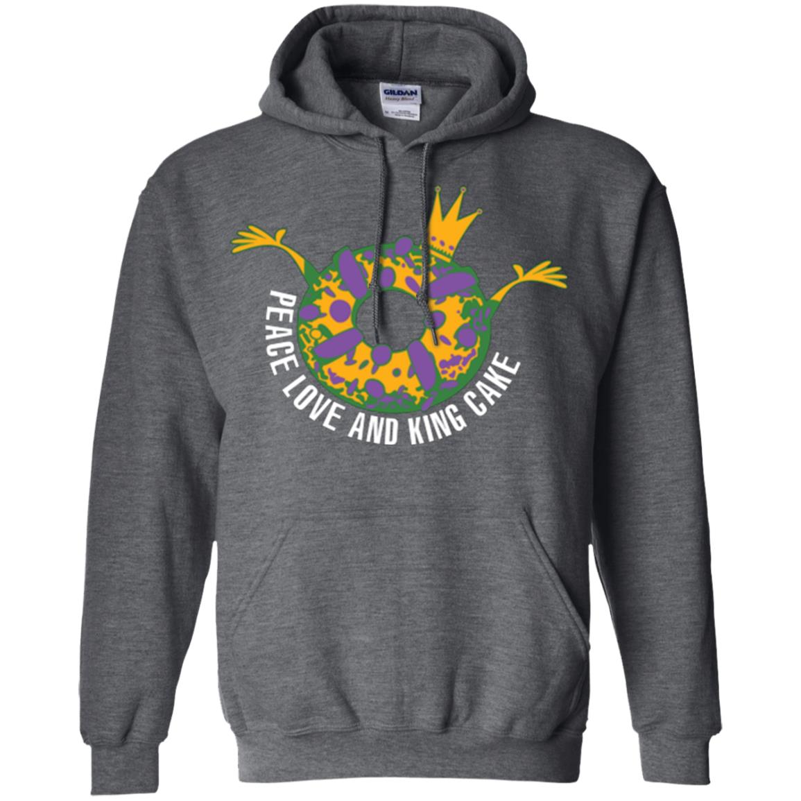 Mardi Gras T-shirt Peace Love And King Cake Dark Heather