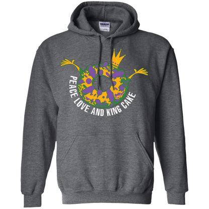 Mardi Gras T-shirt Peace Love And King Cake Dark Heather