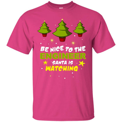 Be Nice To Be Engineer Santa Is Watching X-mas Gift Shirt Heliconia
