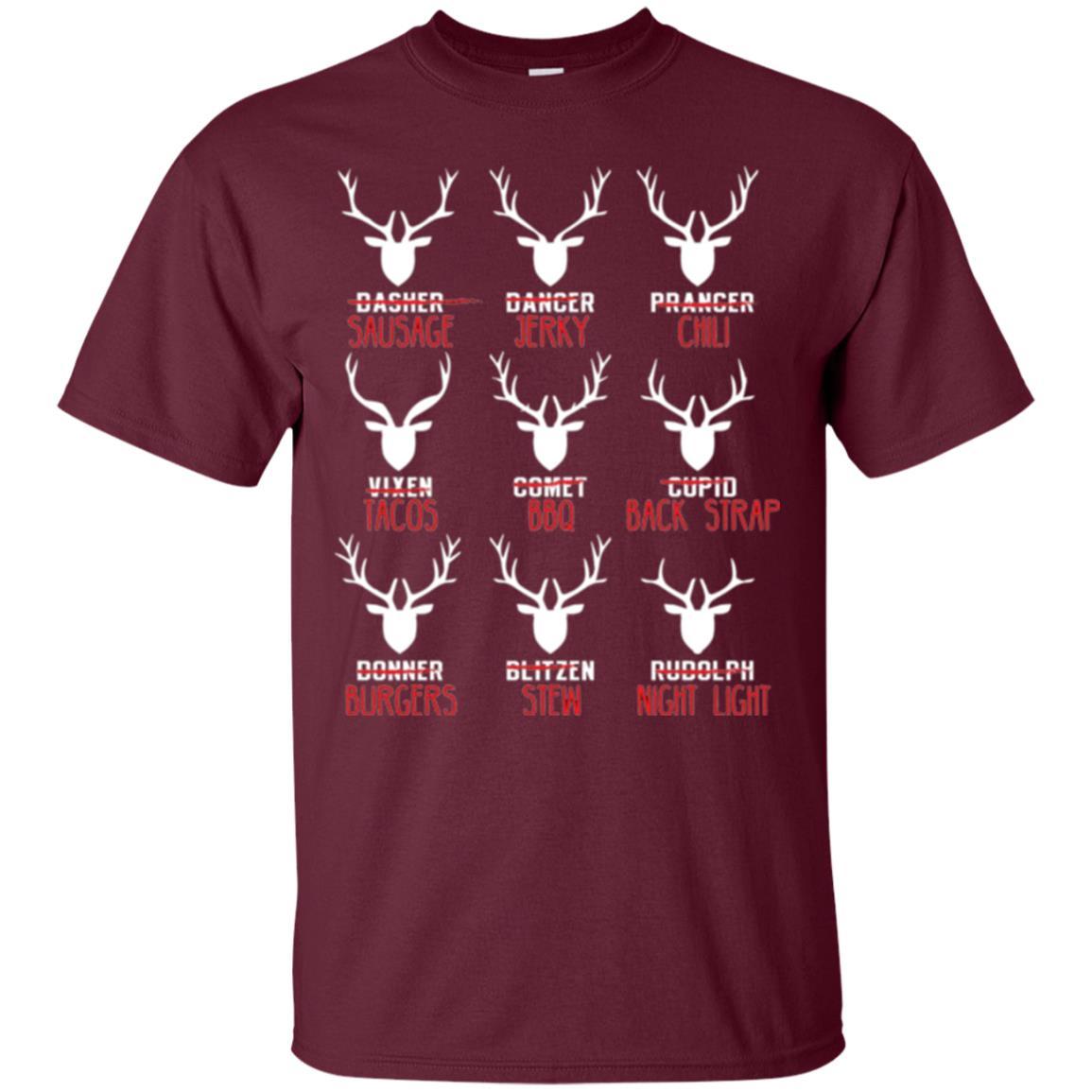 Christmas T-shirt Hunters All Of Santa's Reindeer Maroon