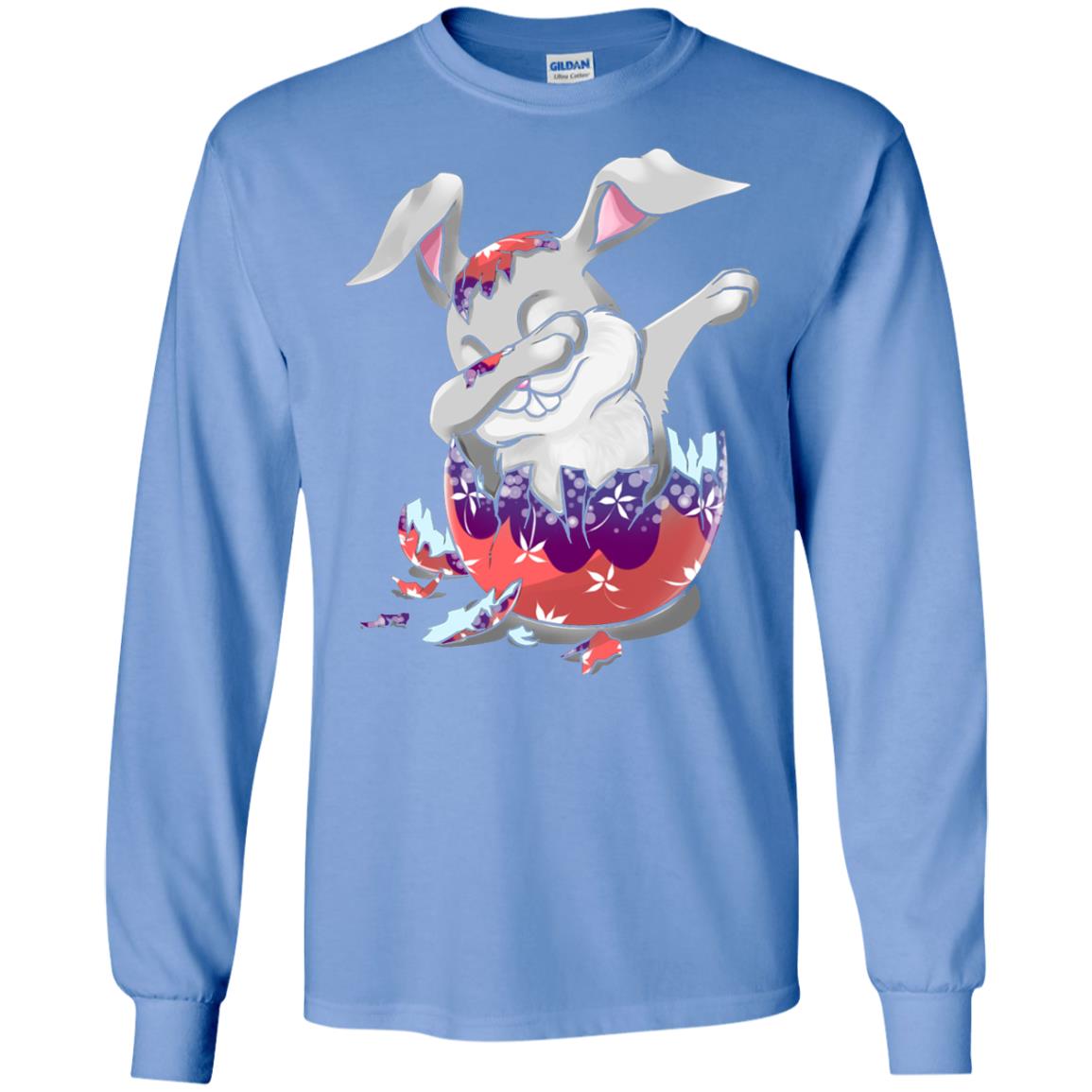 Funny Dabbing Bunny T-shirt For Kids Easter Gift Carolina Blue