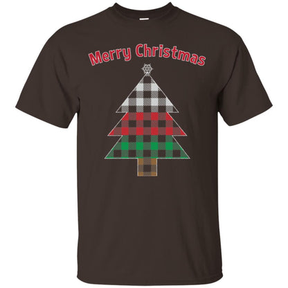 Unique Buffalo Plaid Tree Christmas Matching Pajama T-shirt Dark Chocolate