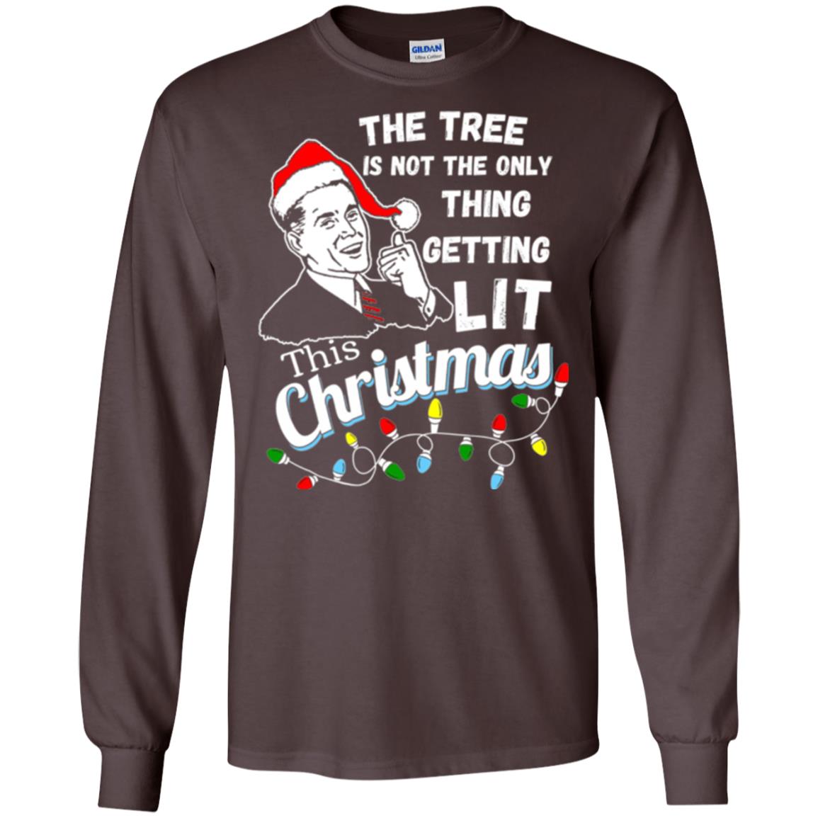 Christmas T-shirt The Tree Isn_t The Only Thing Getting Lit This Christmas Dark Chocolate
