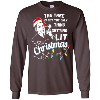 Christmas T-shirt The Tree Isn_t The Only Thing Getting Lit This Christmas Dark Chocolate