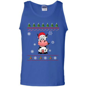 Milch Cow With Santa Hat Merry X-mas Ugly Christmas Gift Shirt For Mens Womens KidsG220 Gildan 100% Cotton Tank Top