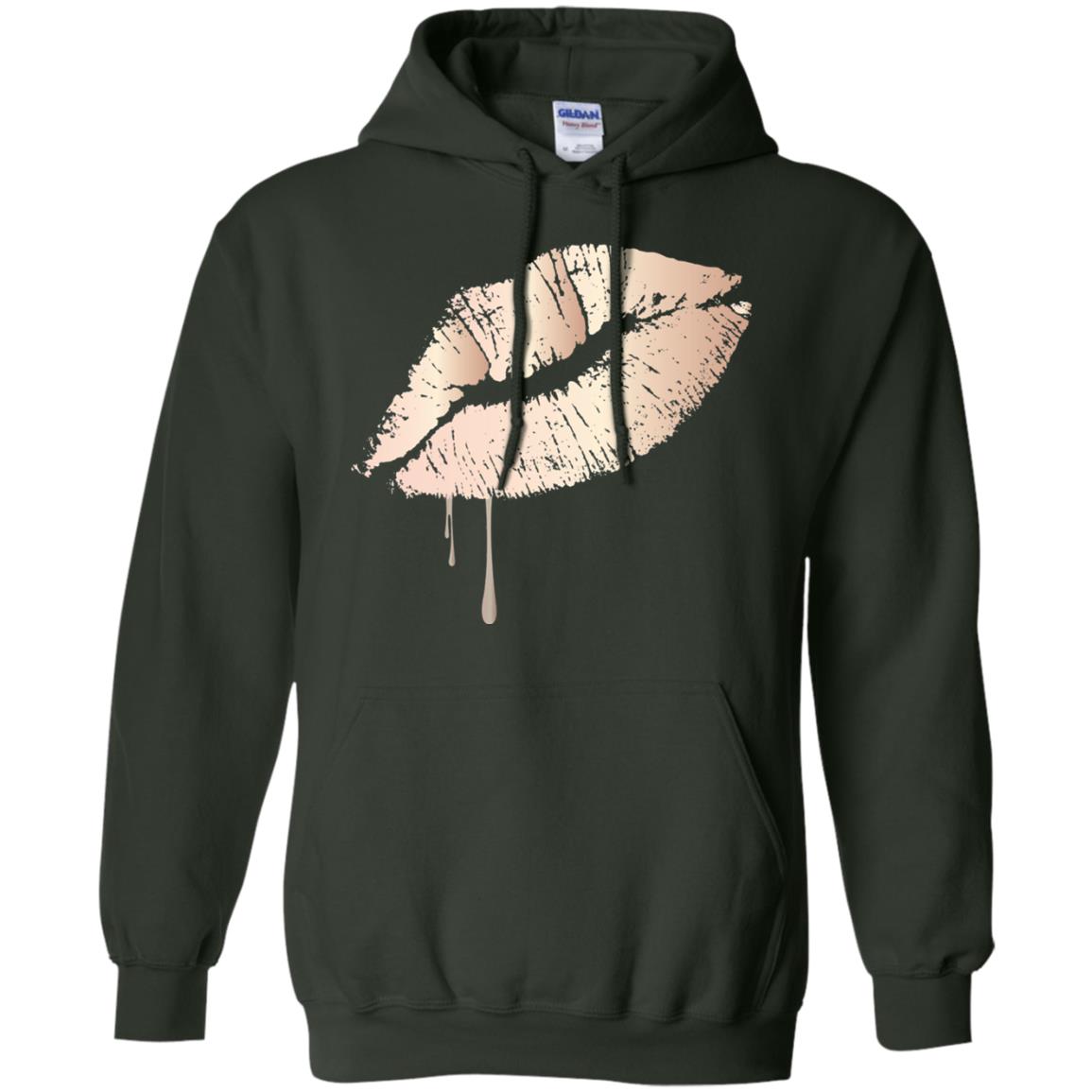 Rose Gold Dripping Lips T-shirt Forest Green