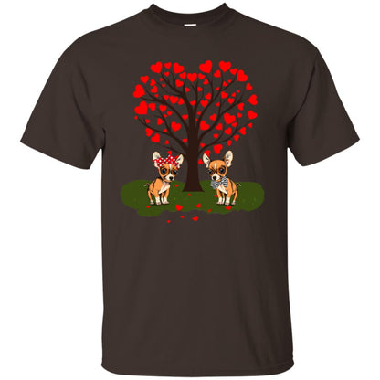 Valentine Chihuahua Couple Heart Tree Shirt Dark Chocolate