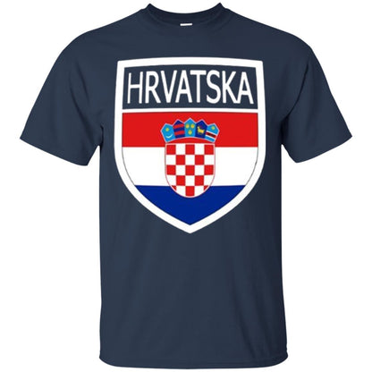 Croatia Shield T-shirt Hrvatska Patch Croatian Flag Badge Navy