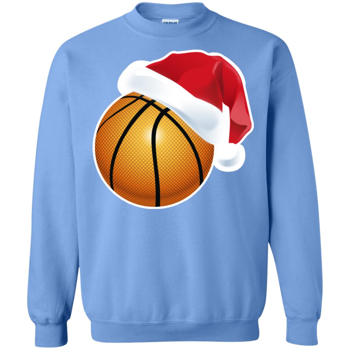 Basketball With Santa Claus Hat X-mas Shirt For Basketball Lovers Carolina Blue