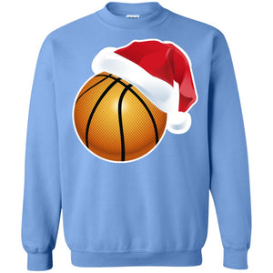 Basketball With Santa Claus Hat X-mas Shirt For Basketball LoversG180 Gildan Crewneck Pullover Sweatshirt 8 oz.