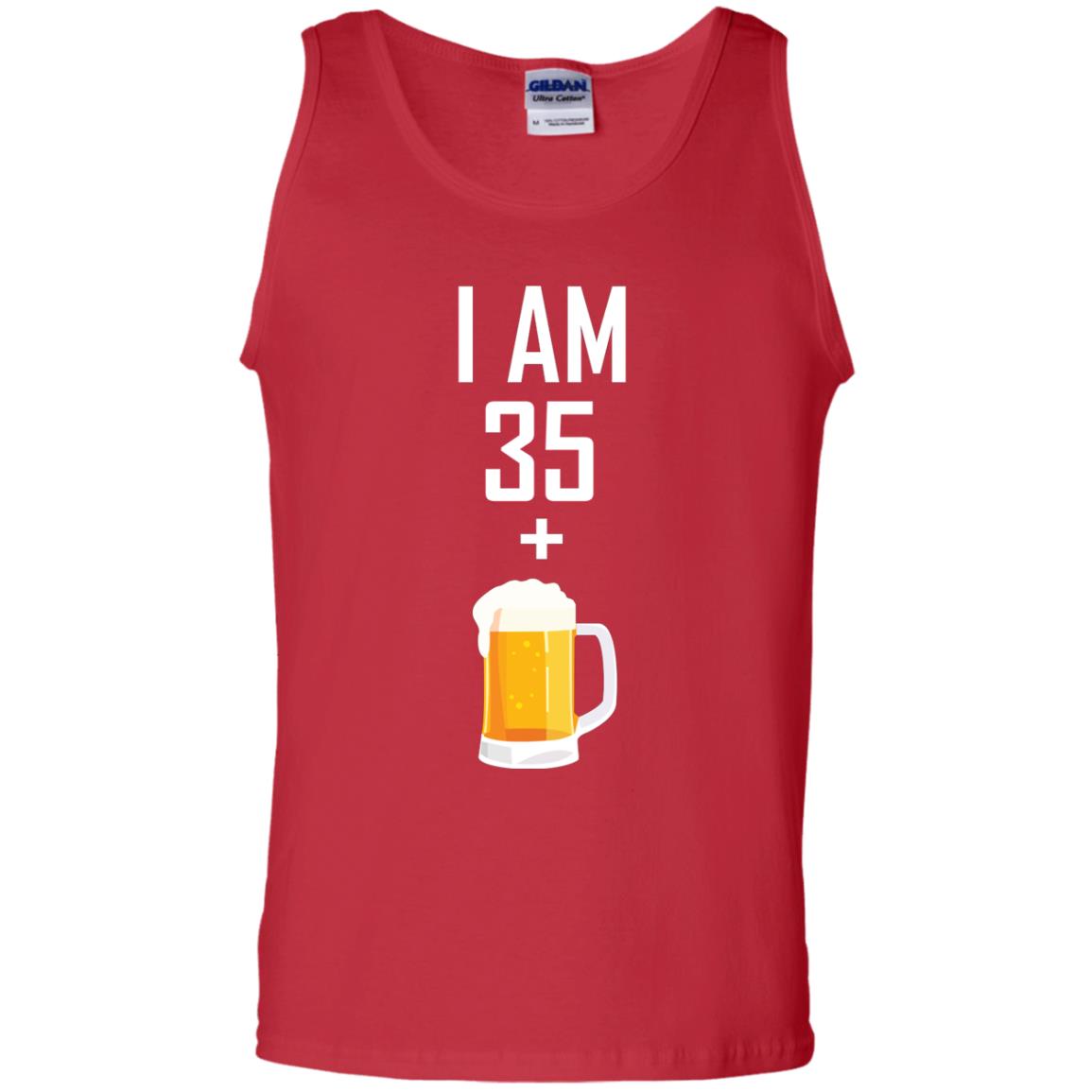 I Am 35 Plus 1 Beer 36th Birthday T-shirt Red