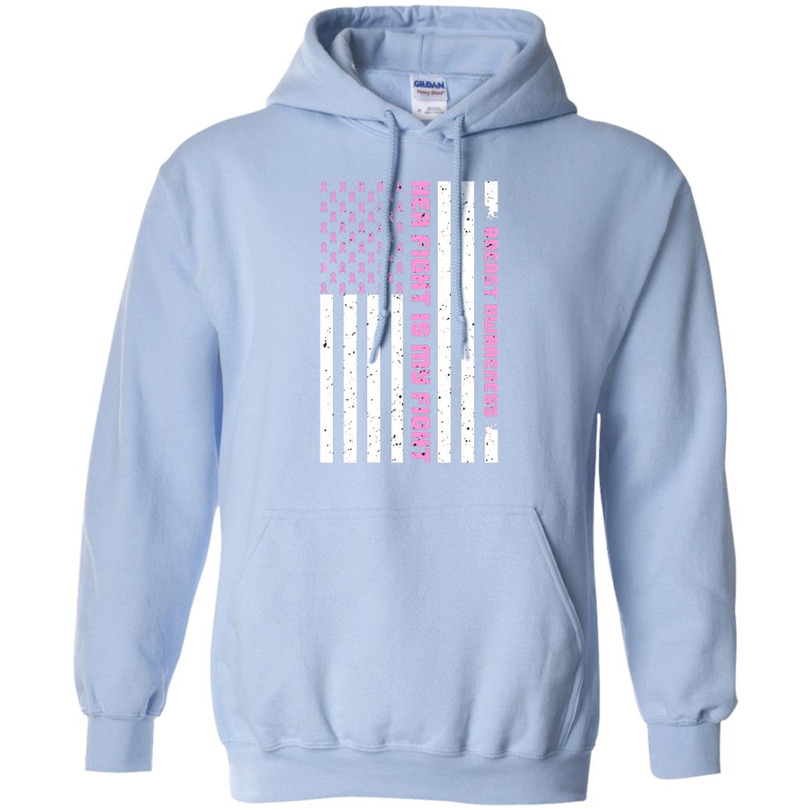 Breast Awareness His Fight Is My Fight Pink Ribbon Stars Flag Of Usa Shirt Light Blue