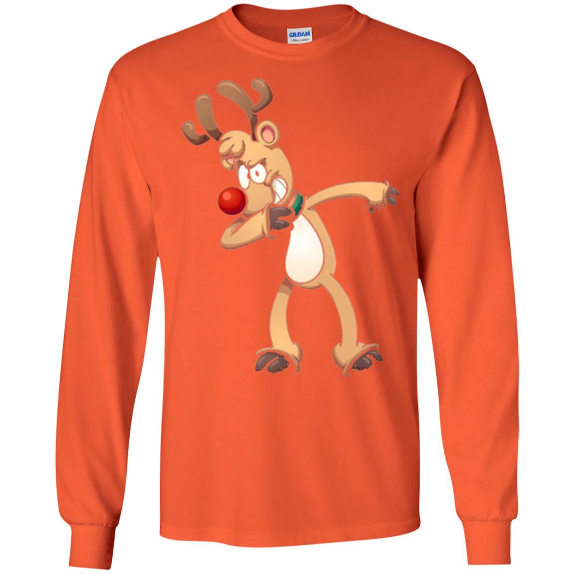 Christmas T-shirt Dabbing Reindeer Orange
