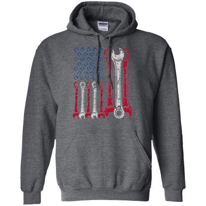 Mechanic T-shirt Usa Red White Blue American Flag Dark Heather