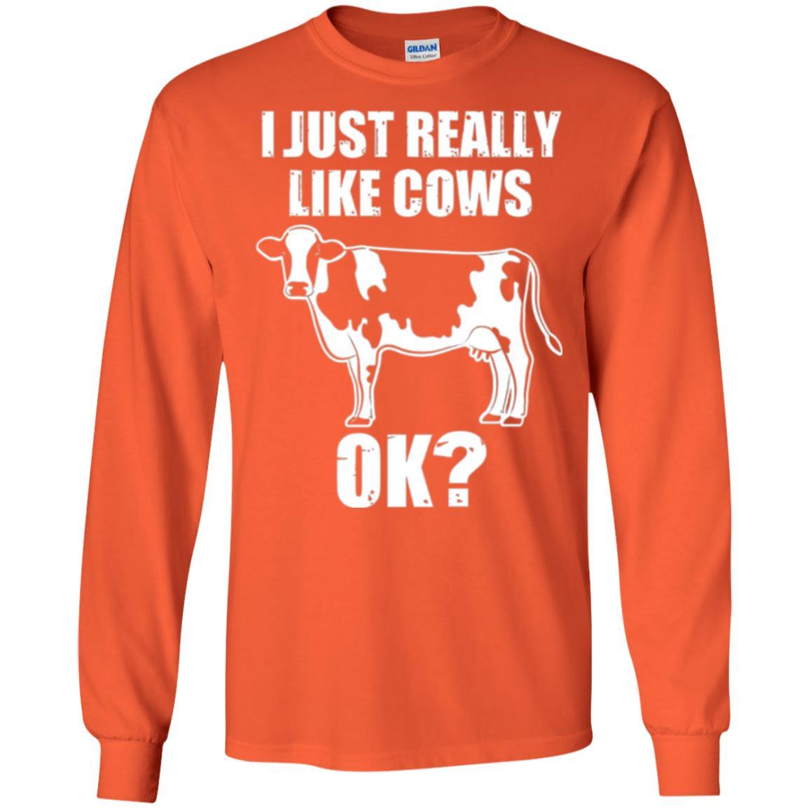 Cow Lover T-shirt I Just Really Like Cows Ok Orange