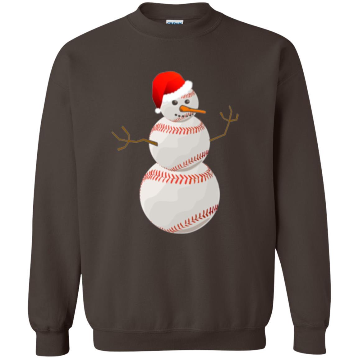 Christmas Baseball T-shirt Baseball Snowman Dark Chocolate