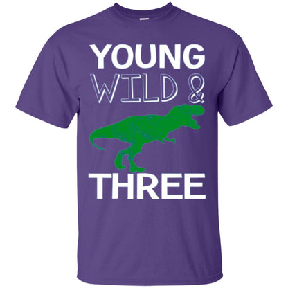 Dinosaur T-shirt Young Wild And Three Purple