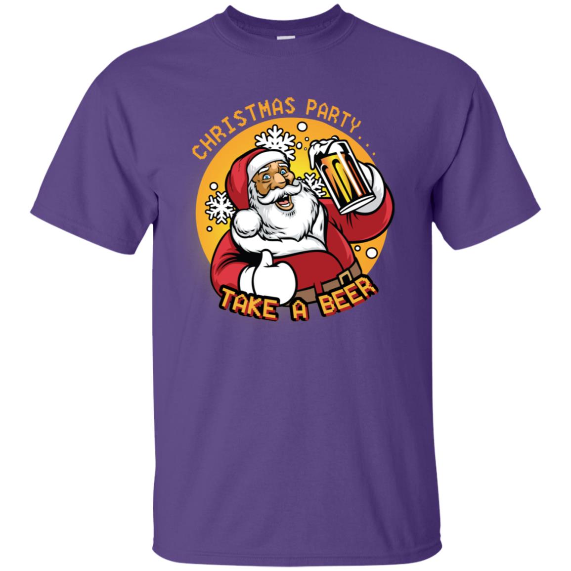 Christmas Party Take A Beer Santa X-mas Gift Shirt Purple