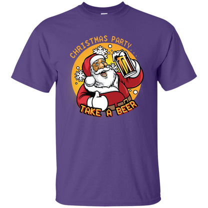 Christmas Party Take A Beer Santa X-mas Gift Shirt Purple