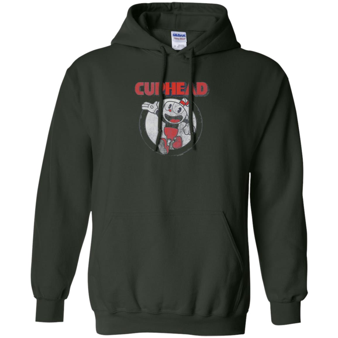 Cuphead T-shirt Cuphead Waving Circle Portrait Forest Green