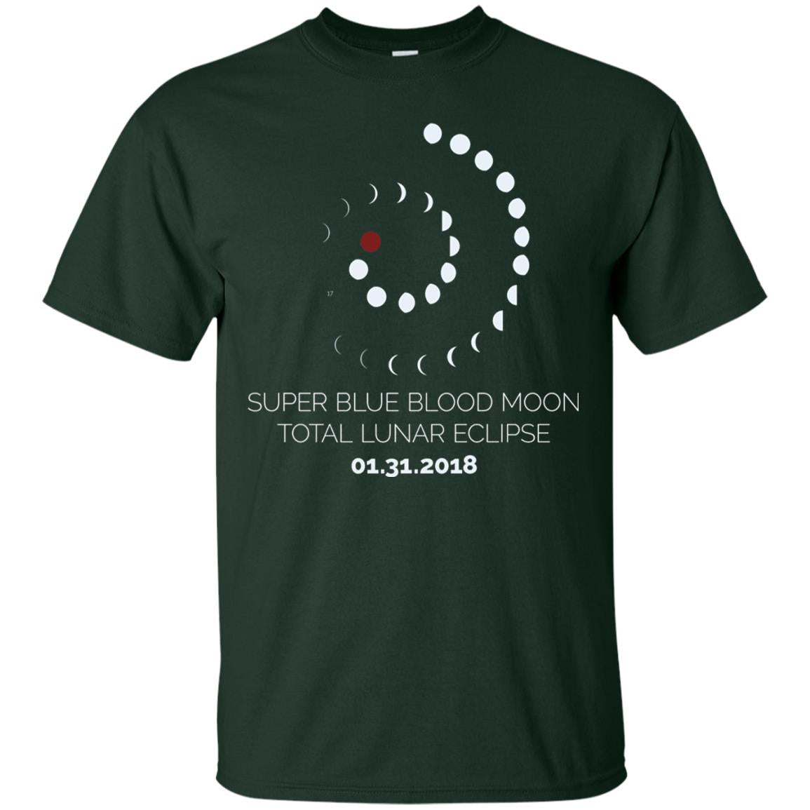 Super Blue Blood Moon Total Lunar Eclipse 2018 T-shirt Forest Green