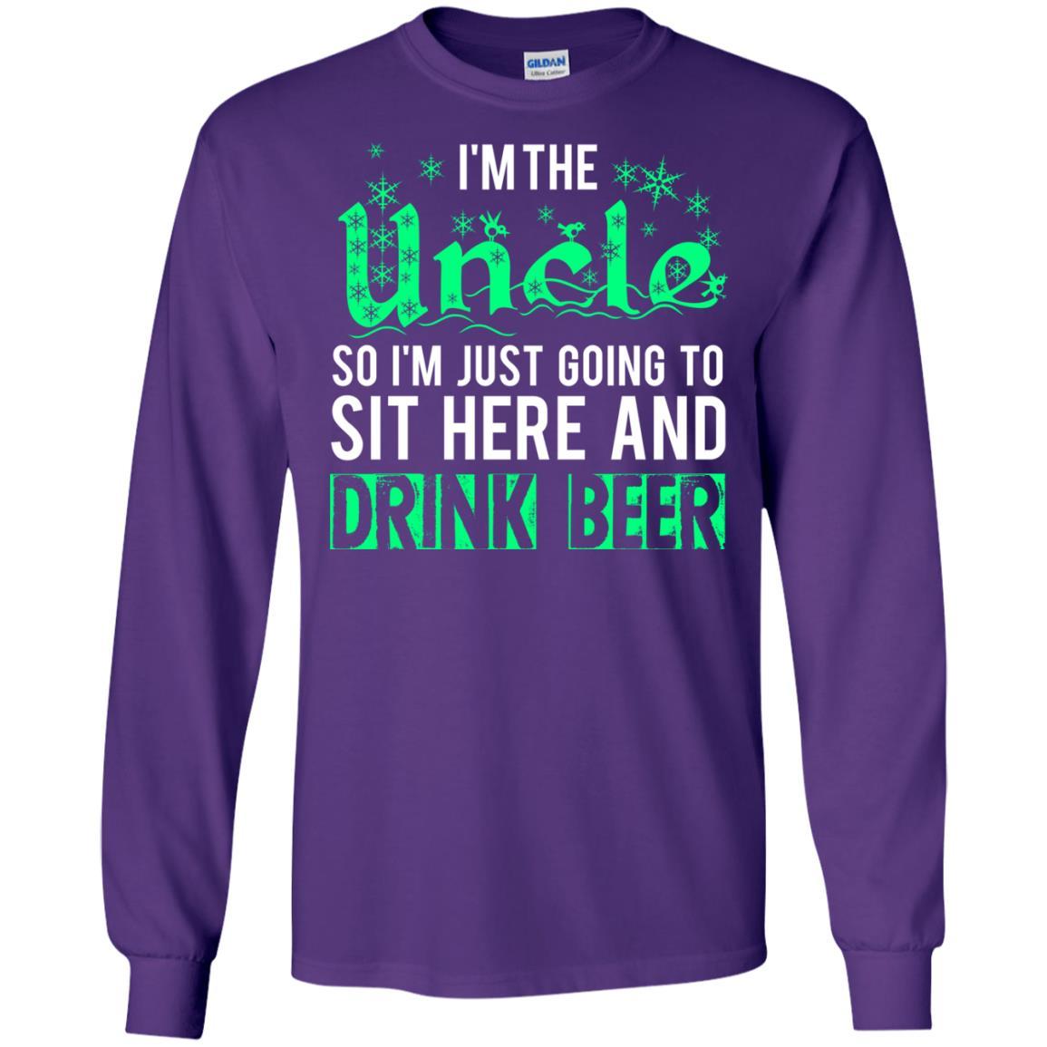 Uncle T-shirt I'm Just Going To Sit Here And Drink Beer Purple