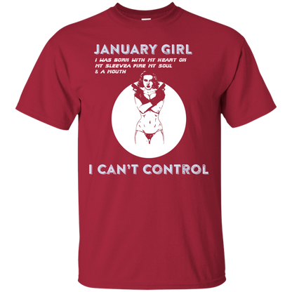 January Girl I Was Born With My Heart T-shirt Cardinal