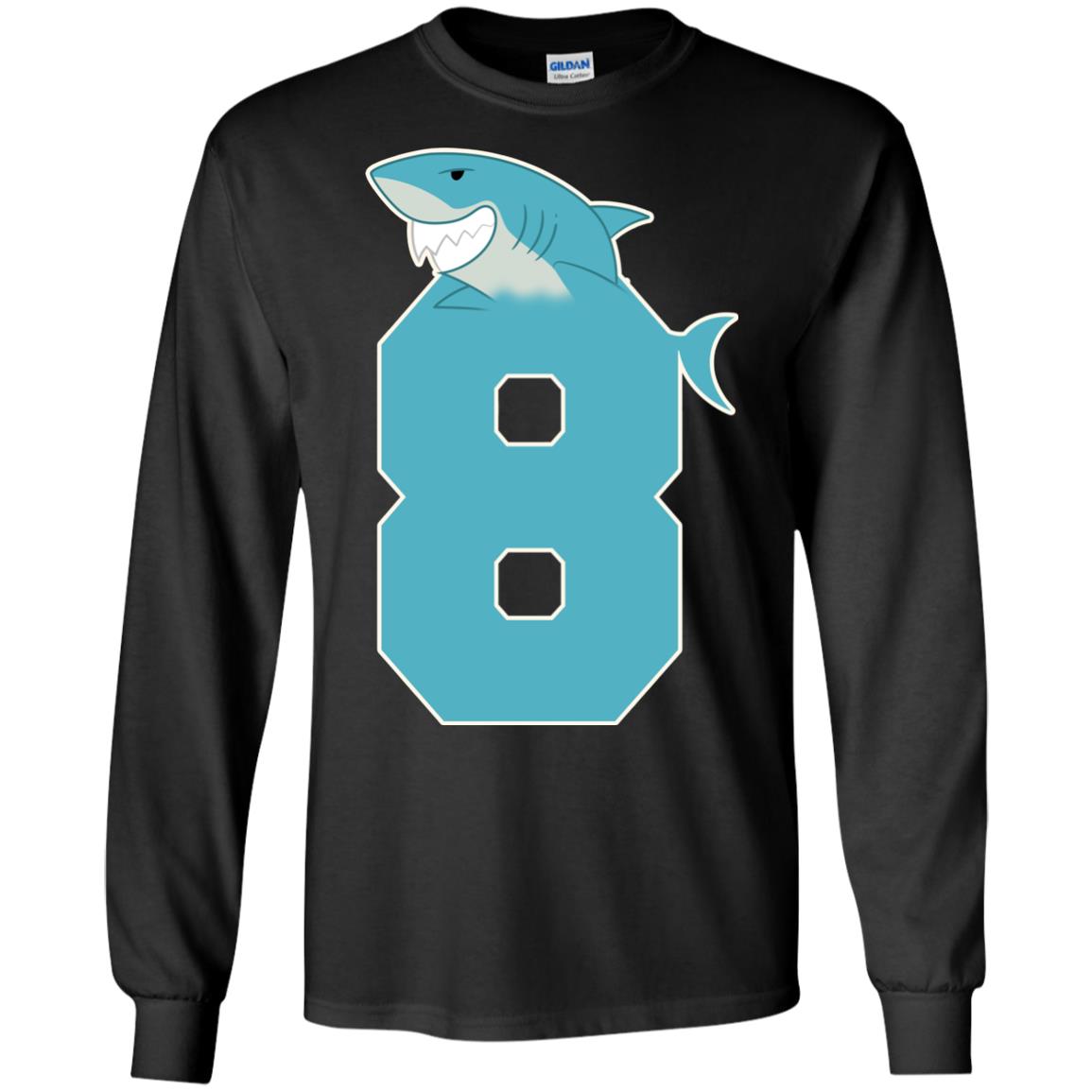8th Birthday Shark Party Shirt Black