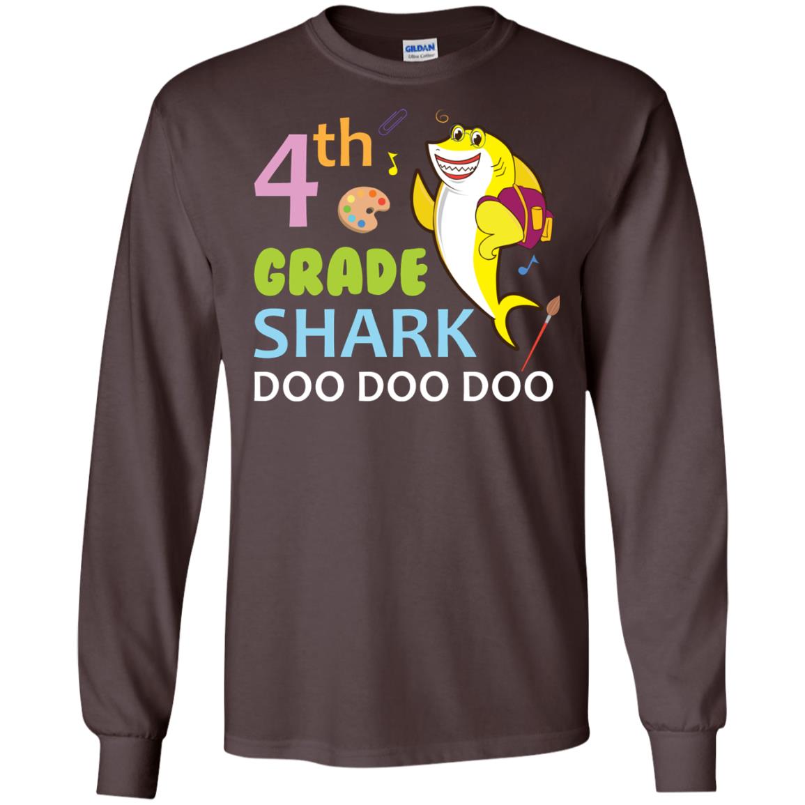 4th Grade Shark Doo Doo Doo Back To School T-shirt Dark Chocolate