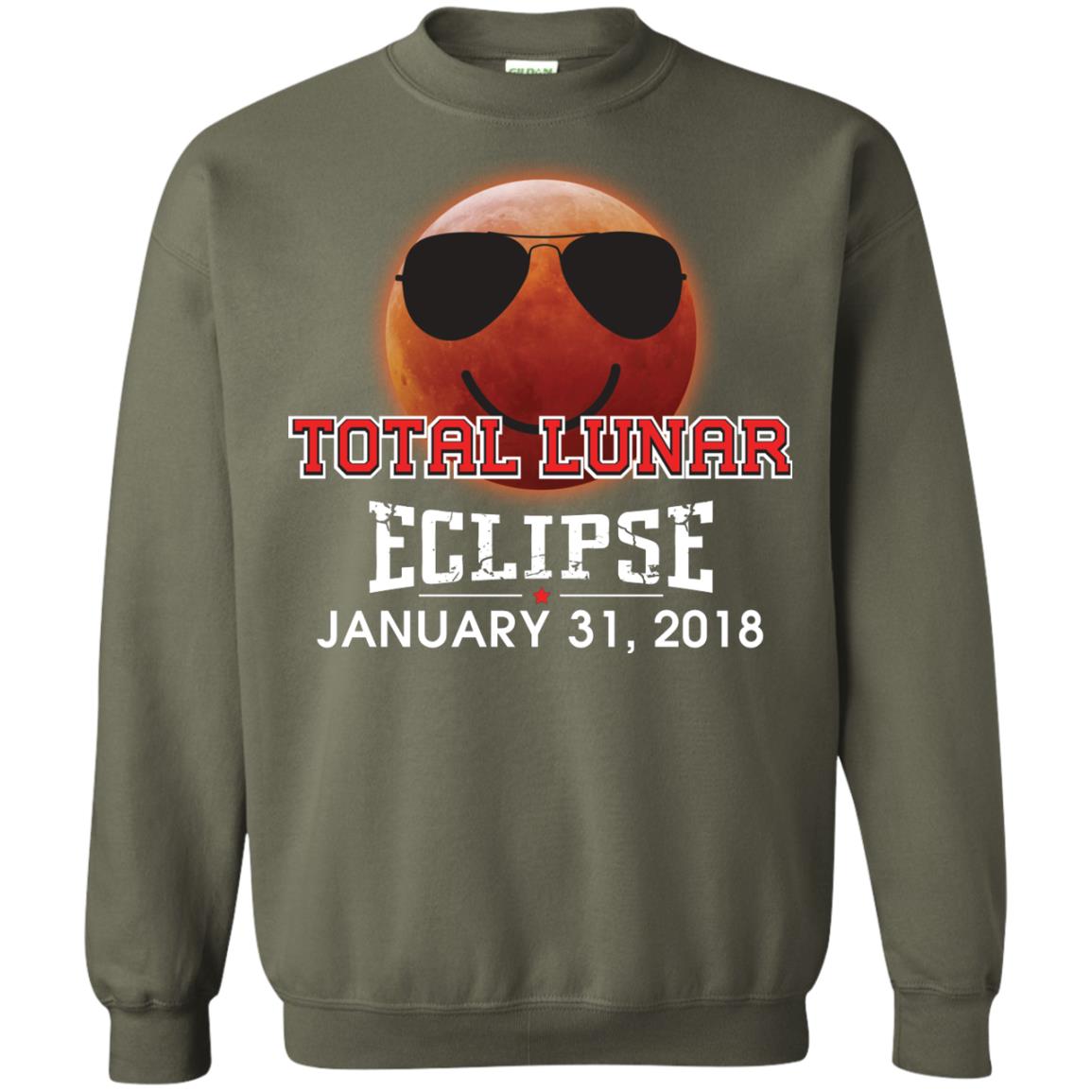Blood Moon T-shirt Total Lunar Eclipse January 31. 2018 Military Green