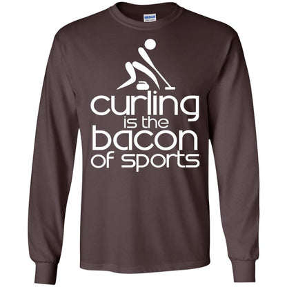 Funny Curling Is The Bacon Of Sports T-shirt Dark Chocolate