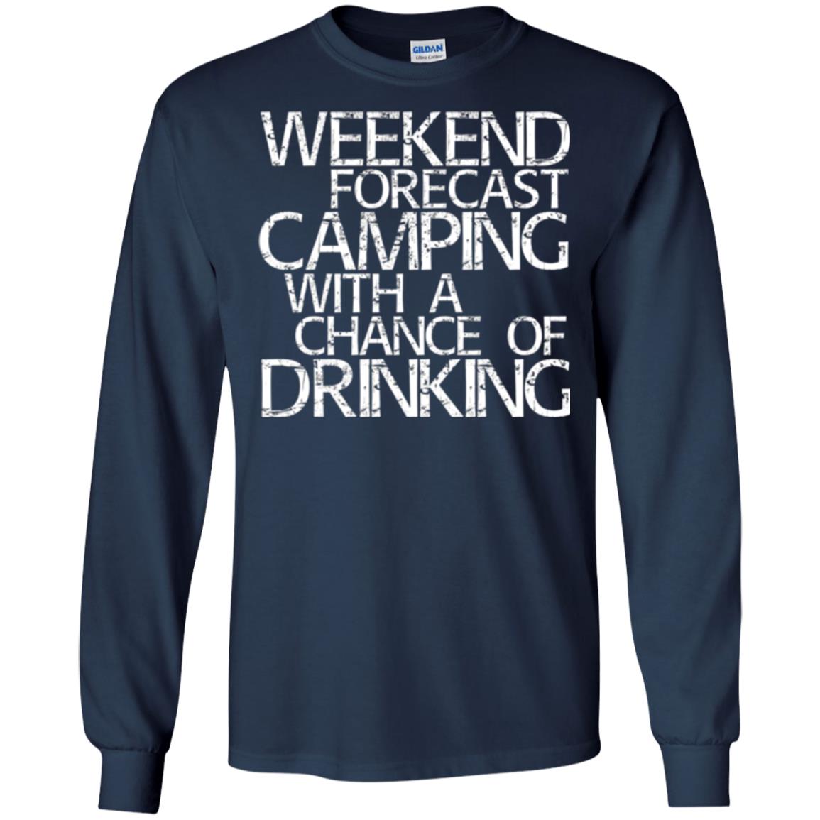 Wine Lovers T-shirt Weekend Forecast Camping Navy