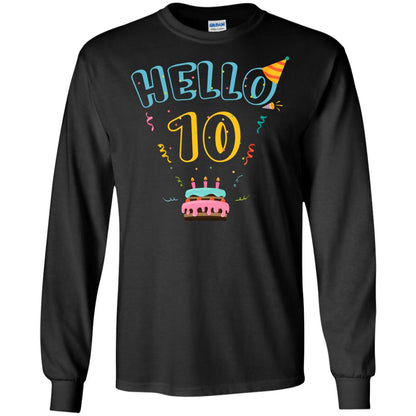 Hello 10 Ten Years Old 10th 2008s Birthday Gift Shirt Black