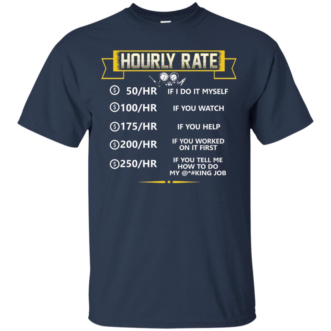 Hvac Tech Hourly Rate T-shirt New Version Navy