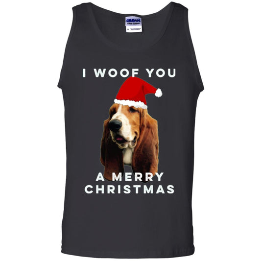 Basset Hound T-shirt I Woof You A Merry Christmas Black