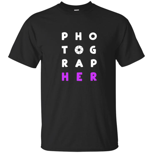 Photographer T-shirt With Purple Text Pho Tog Rap Her Black