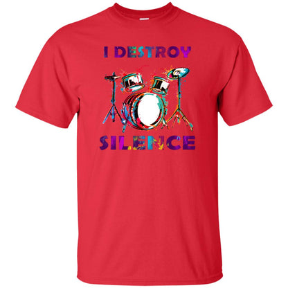 I Destroy Silence Drummer Shirt For Mens Womens Red