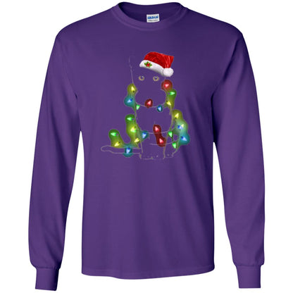 Christmas T-shirt Cat And Lights Purple