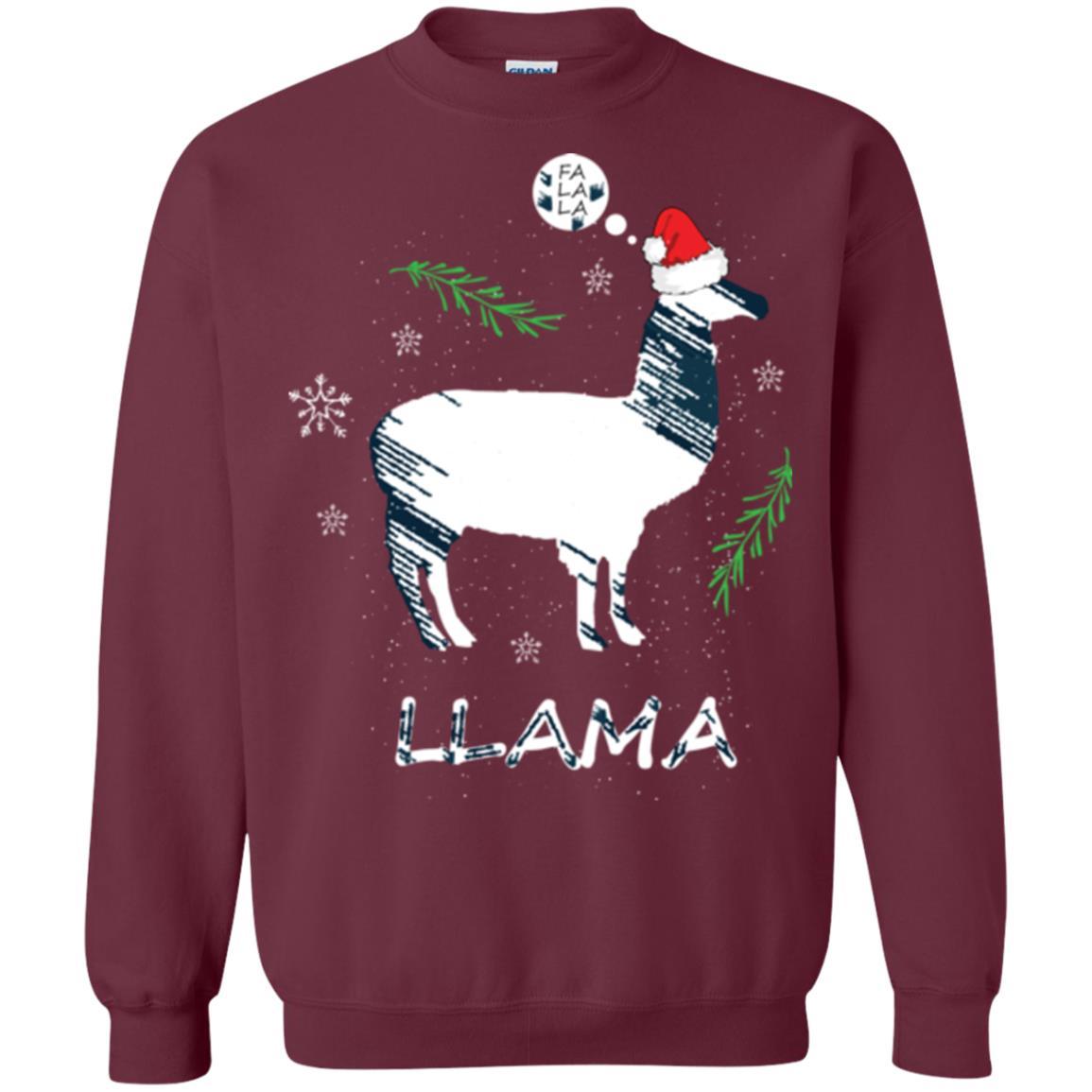 Christmas T-shirt Fa La La La Llama T-shirt Maroon