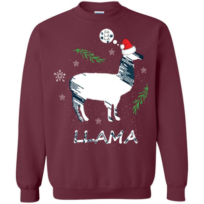 Christmas T-shirt Fa La La La Llama T-shirt Maroon