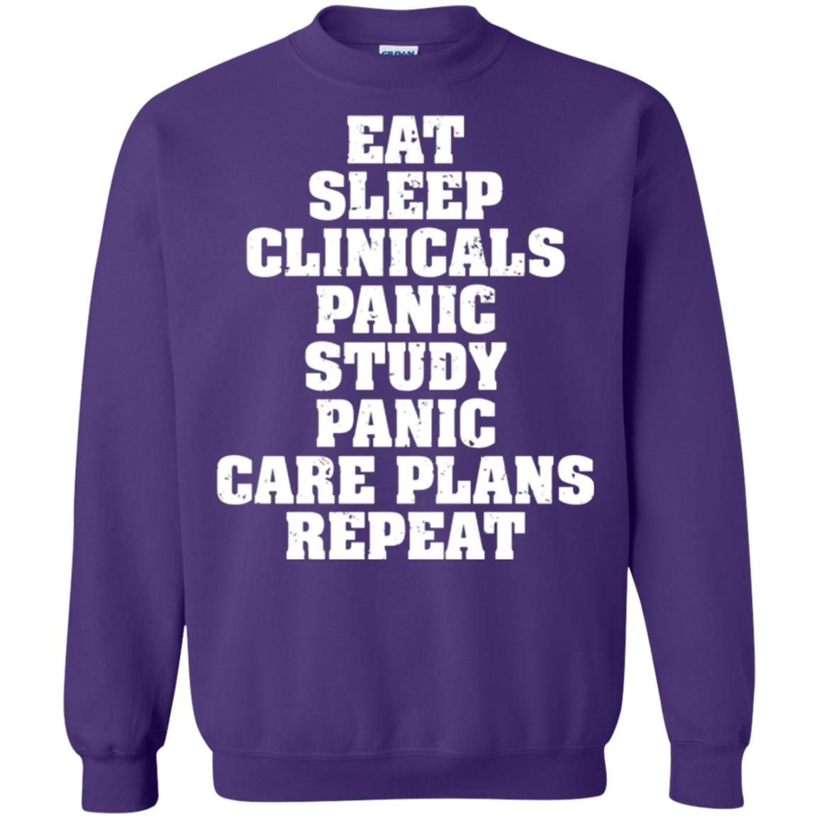 Funny Nursing Student T-shirt Eat Sleep Clinicals Panic Purple