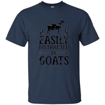Goat Lover T-shirt Easily Distracted By Goats Navy