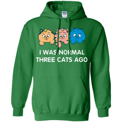 Cat Lover T-shirt I Was Normal Three Cats Ago Irish Green
