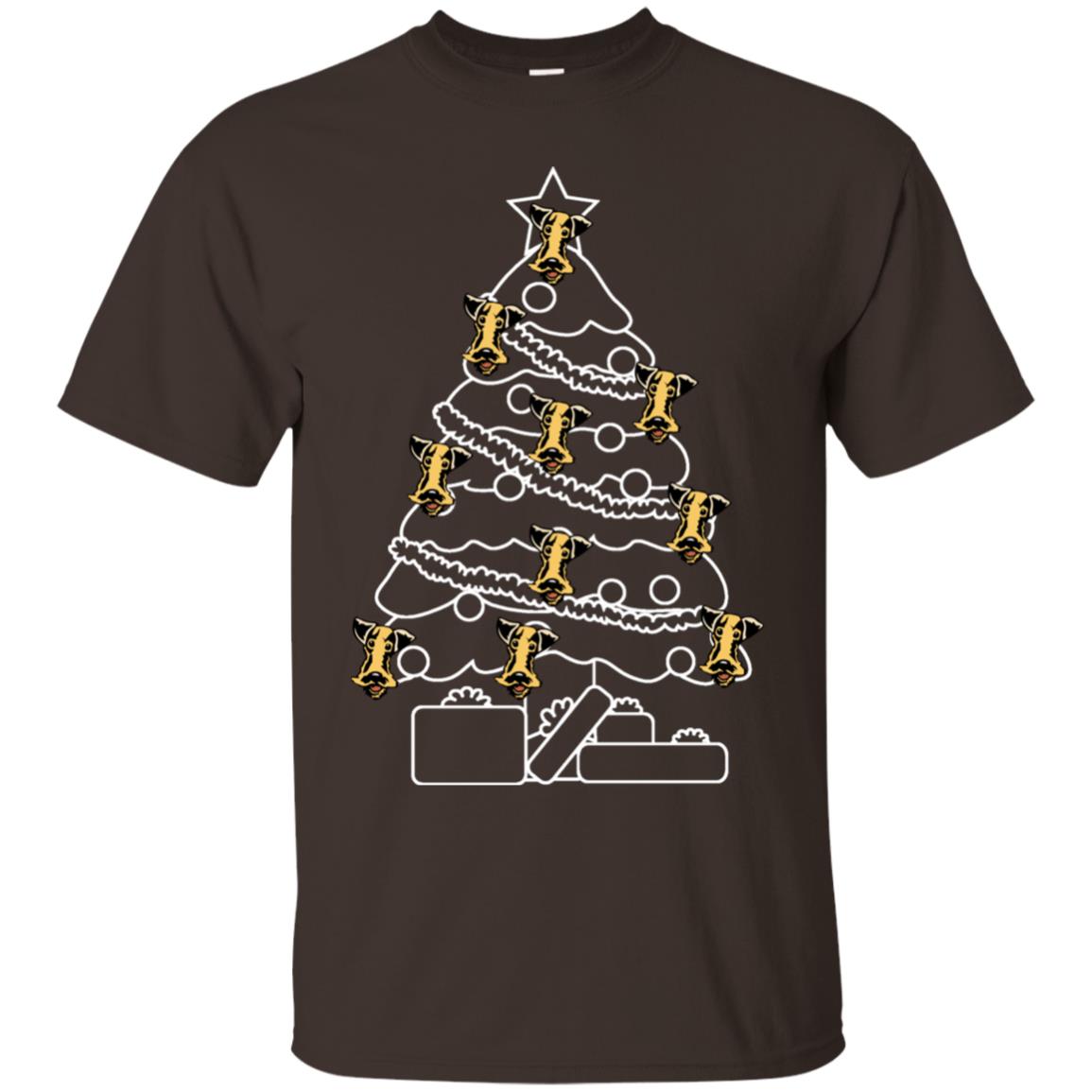 Terrier Dog Face Christmas Tree Gift Shirt Dark Chocolate