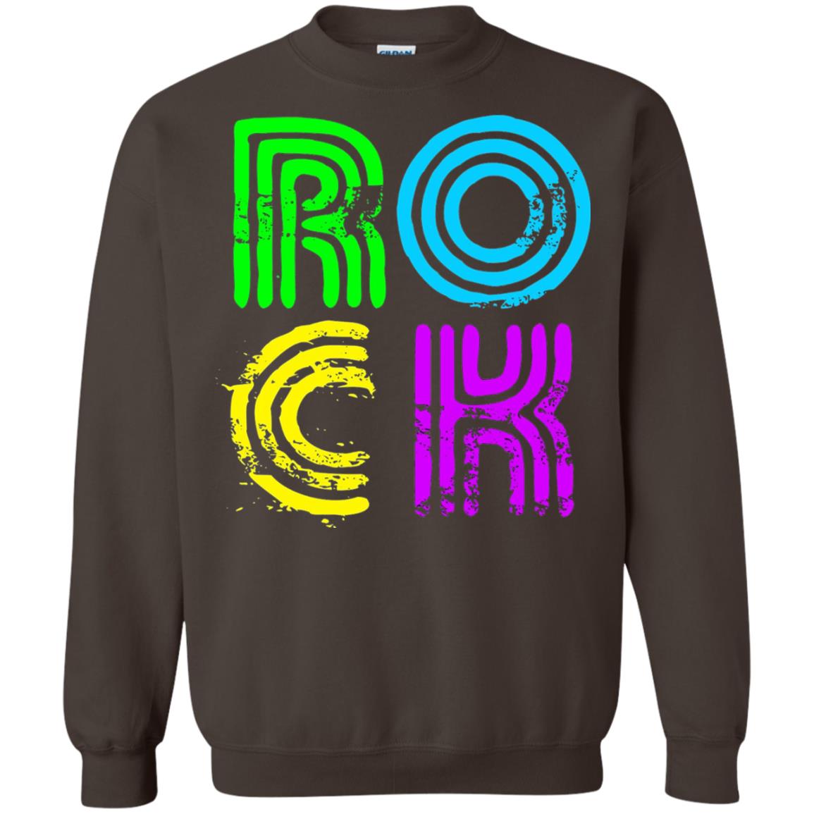 Bright Neon Colours Rock 80_s Retro Theme T-shirt Dark Chocolate